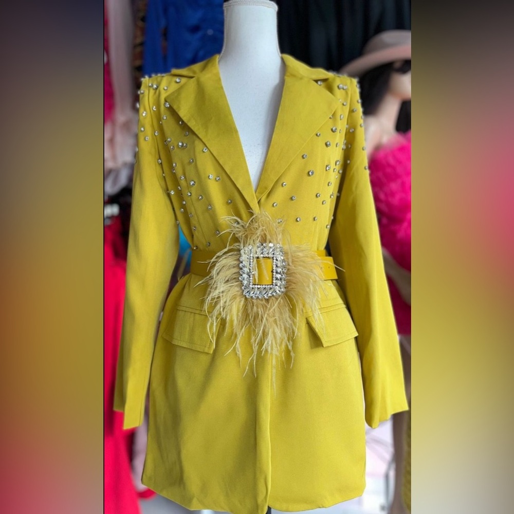 Blazer with Feathers and Rhinestones